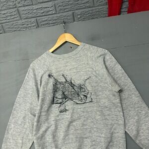 Vintage Signal Wild Turkey Graphic Sweatshirt Gray Raglan Made in USA Mens Large